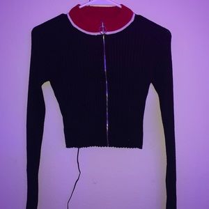 Red and black forever 21 zip up crop top